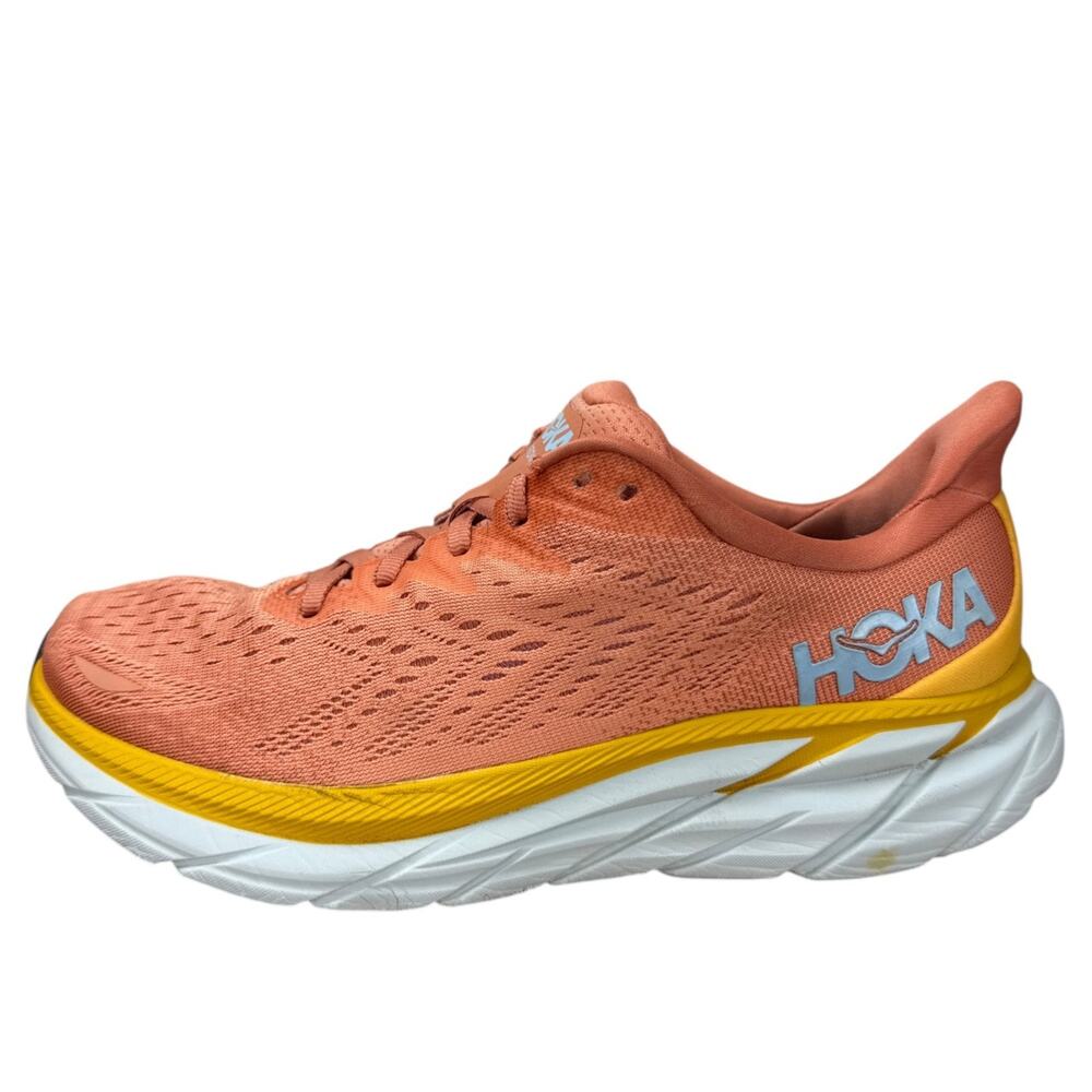 HOKA ONE ONE Clifton 8 Running Shoes Womens 9.5 B Peach Yellow Athletic Sneakers - Picture 2 of 12